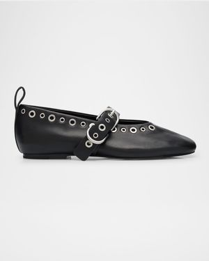 Spire Leather Grommet Mary Jane Ballerina Flats