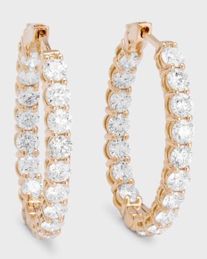 18K Yellow Gold Diamond Oval Hoop Earrings, 5.1tcw, 1"L