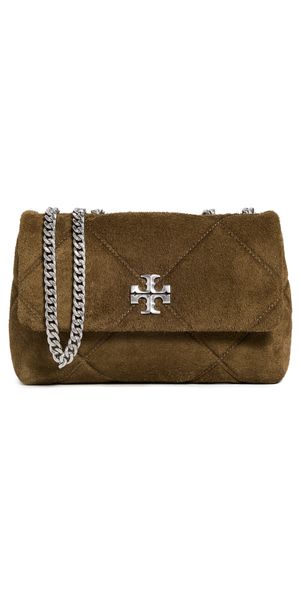 Tory Burch Kira Diamond Quilt Suede Small Convertible Bag Deep Olive One Size