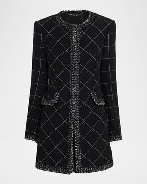 Windowpane Wool Single-Breasted Jacket