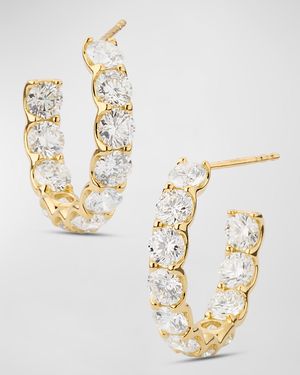 18K Yellow Gold Inside Out Diamond Hoop Earrings, 7.92tcw, 1"L