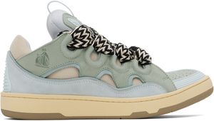 Lanvin Blue & Green Leather Curb Sneakers