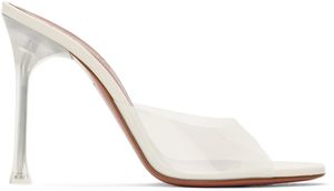 Amina Muaddi Off-White Alexa Glass Slipper 105 Heeled Sandals