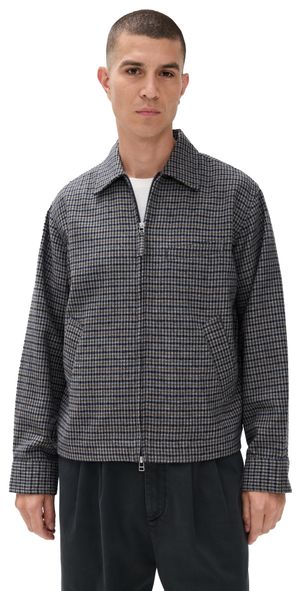 Universal Works Windcheater Houndstooth Zip Jacket Charcoal L
