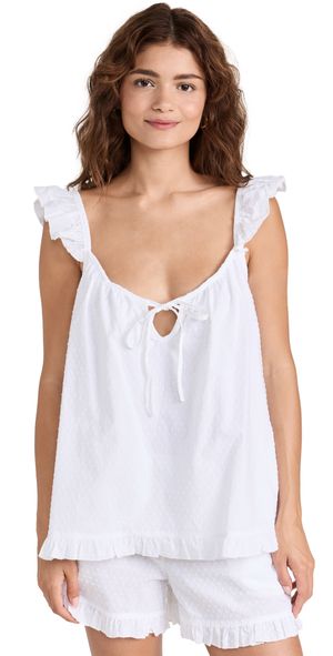 Petite Plume Swiss Dots Camisole Short Set White L