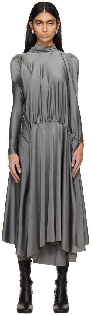 MARIE ADAM-LEENAERDT Gray Table Cover Maxi Dress