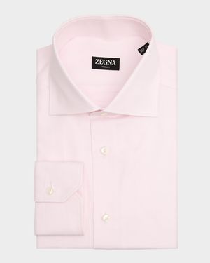 Men's Trecapi Cotton Micro-Structure Dress Shirt