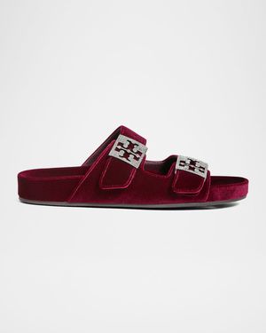 Mellow Pave Velvet Dual-Buckle Slide Sandals