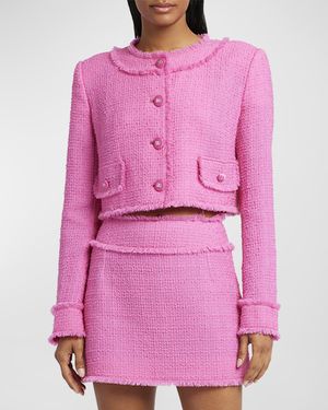 Rachel Collarless Crop Tweed Jacket