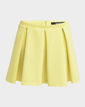 Pleated Wool Grain De Poudre Mini Skirt