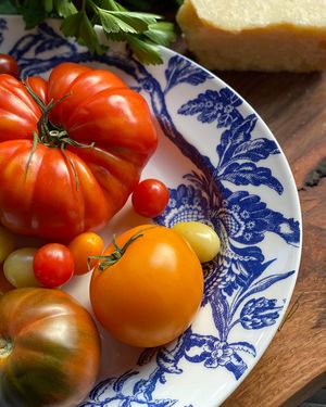 Arcadia Blue Rimmed Oval Platter, 16"
