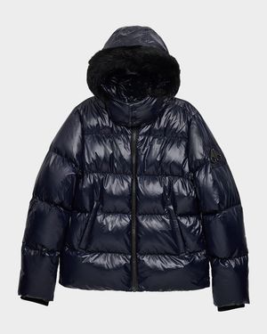 Kid's Kings Shearling-Trimmed Puffer Jacket, Size XS-XXL