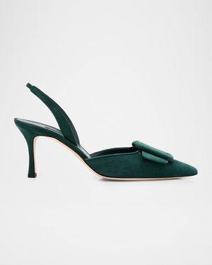Maysli Suede Buckle Slingback Pumps