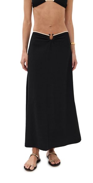 Johanna Ortiz Crinkle Black Keel Midi Skirt Black/Ecru 4