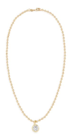 Alexa Leigh Round Bezel Ball Chain Necklace Yellow Gold One Size
