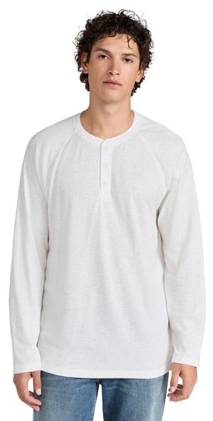 Faherty Cloud Long Sleeve Henley Ivory Heather M