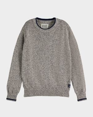 Boy's Melange Knit Crewneck Sweater, Size 4-12