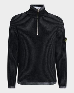 Men's Quarter-Zip Ribbed Sweater