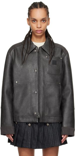 Andersson Bell Blouson menuisier gris en cuir synthétique