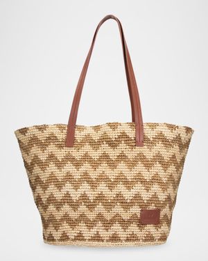 Chevron Raffia Tote Bag