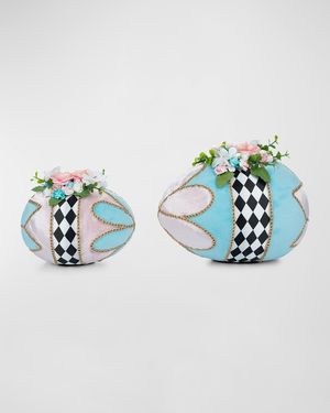 Hearts and Wonderland Fabric-Covered Eggs, Set of 2