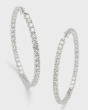 Lab Grown Diamond 18K White Gold Round Hoop Earrings, 2"L, 9.75tcw