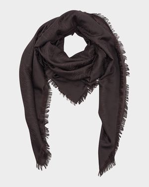 Grand Carre Jacquard Silk-Wool Scarf