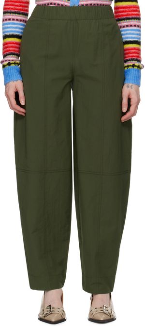GANNI Pantalon incurvé vert