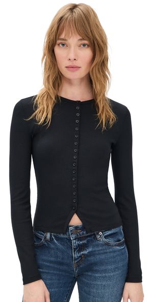 FRAME The Rib Splay Top Black XS