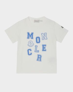 Boy's Scattered Logo Block Letter Short-Sleeve T-Shirt, Size 8-10