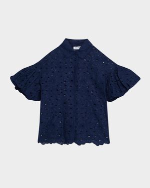 Eyelet Button-Front Shirt