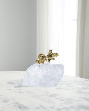 Fantail Goldfish on Selenite Sculpture