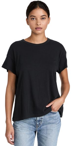 THE GREAT. The Boxy Crew Tee Almost Black 1