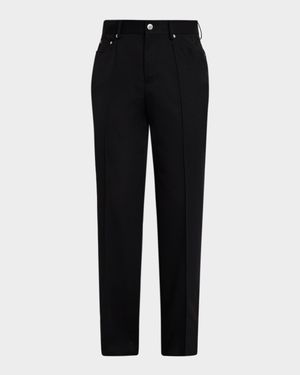 Men's Straight-Leg Pintuck Pleated Five-Pocket Trousers