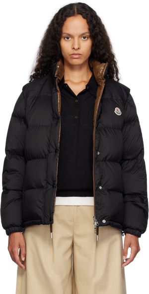 Moncler Black & Brown Verone Short Reversible Down Jacket