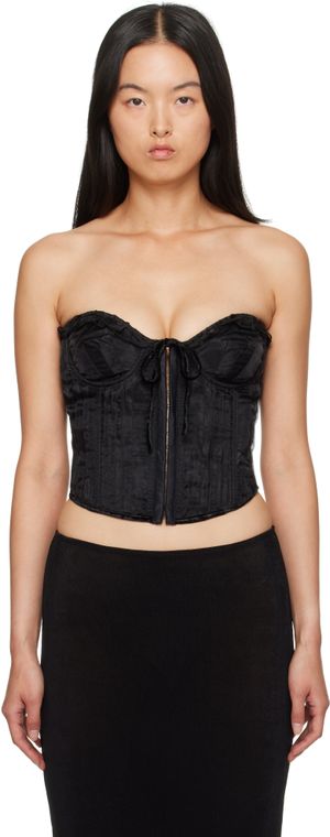 GUIZIO Corset noir à nervures