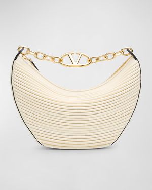 VLOGO Small Moon Textured Leather Hobo Bag