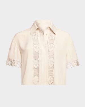 Tania Embroidered Button-Front Top
