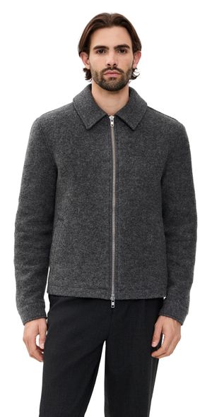 Wax London Wool Eldon Zip Jacket Mid Grey XL