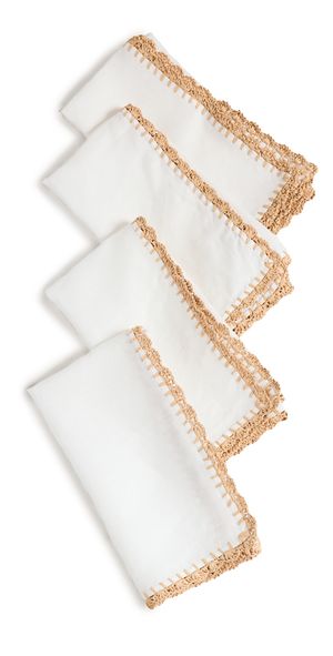Kim Seybert Shell Edge Napkin Set of 4 White/Natural One Size