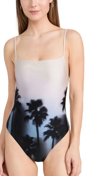 SIMKHAI Elenora One Piece Swimsuit Hazy Palm Print XS