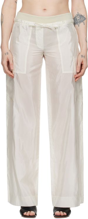 Palm Angels Pantalon blanc cassé à cordon coulissant