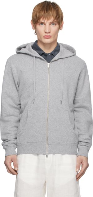 Sunspel Gray Loopback Zip Hoodie