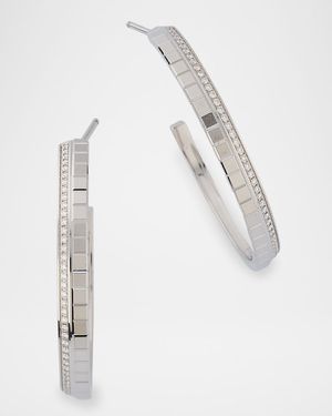 Ice Cube 18K White Gold Diamond Hoop Earrings