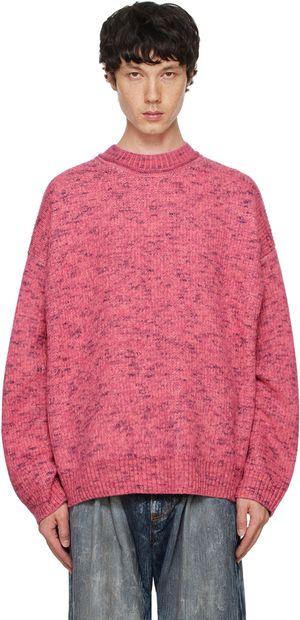 Acne Studios Pull rose à logo modifié en tricot jacquard