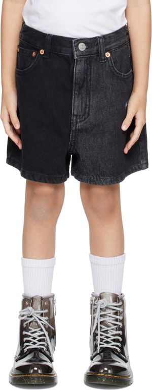 MM6 Maison Margiela Kids Black Faded Denim Shorts