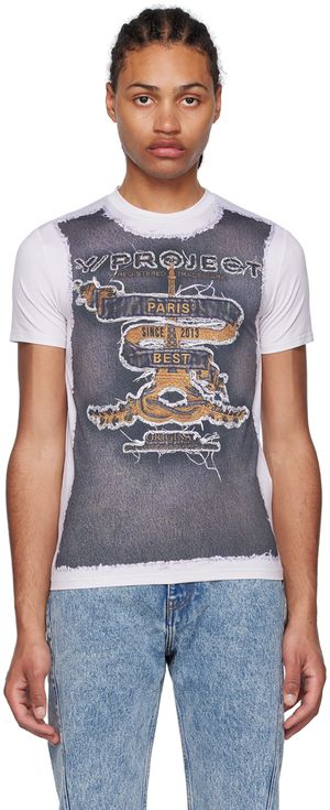 Y/Project Gray & Off-White Jean Paul Gaultier Edition 'Paris' Best' T-Shirt