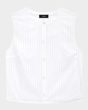 Stripe Button-Front Sleeveless Shell