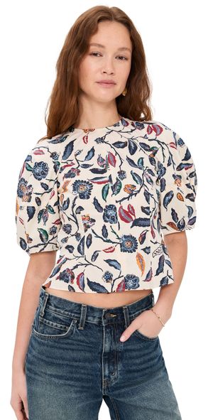 Apiece Apart Lino Top Garden Floral Cream 4