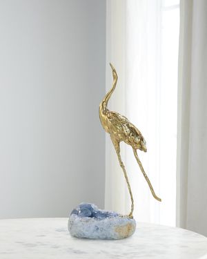 Brass Crane Sculpture on Kyanite I